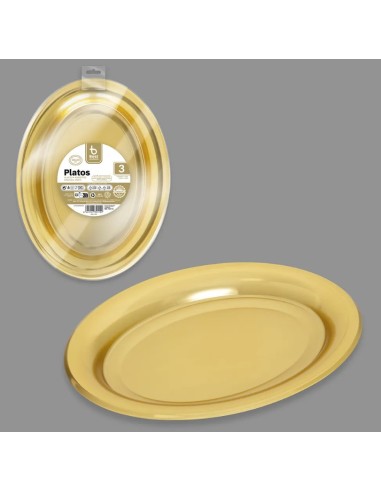 S/3 PLATO REUT. ORO 30X23 CM PS