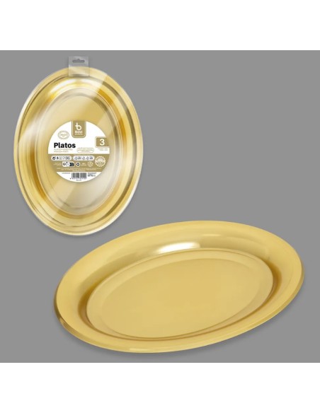 S/3 PLATO REUT. ORO 30X23 CM PS