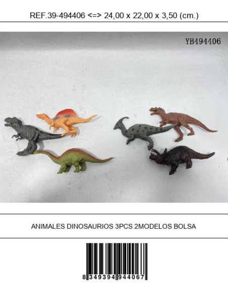 ANIMALES DINOSAURIOS 3PCS 2MODELOS BOLSA