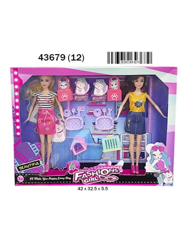 CAJA 2 MUÑECAS ACC. MASCOTAS (12)(12)