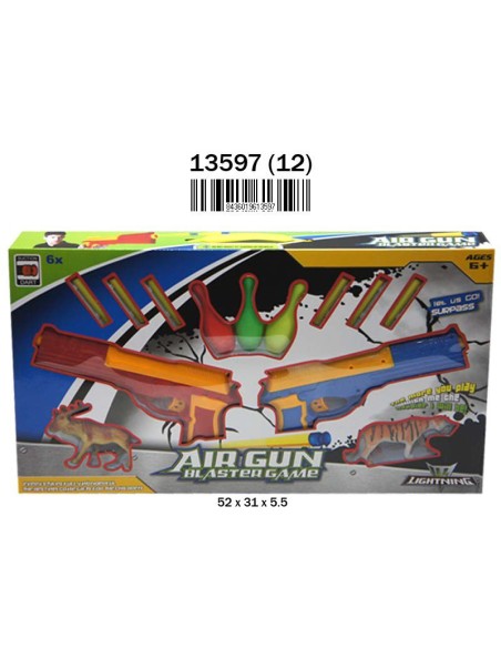 CAJA 2 PISTOLAS 24CM. PUNTERIA ACC. LANZADARDOS (12)(12)