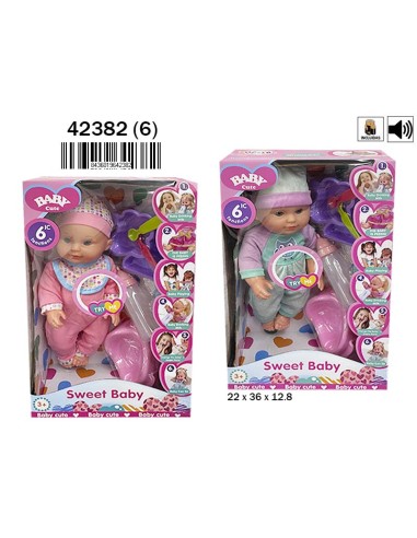 CAJA MUÑECO LLORÓN 2 COL. CON SONIDO PILAS INCL. (6)(6)