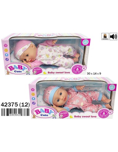 CAJA MUÑECO ACOSTADO 2 COL. CON SONIDO PILAS INCL. (12)(12)