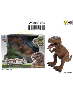CAJA DINOSAURIO 40CM. ANDADOR C/ LUZ Y SONIDO 2 SURTIDOS (6)(6)