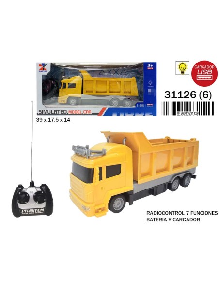 CAMION CONSTRUCCION VOLQUETE R/C C/ LUZ B/CARGADOR USB (6)(6)