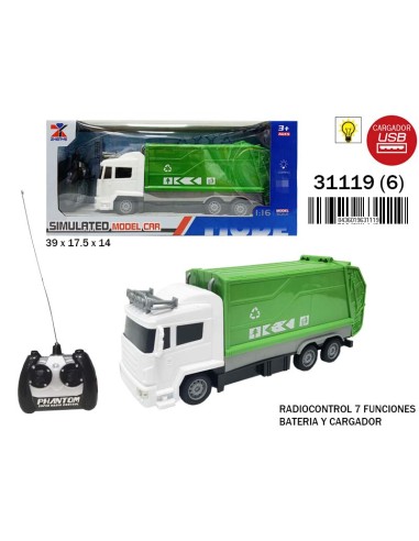 CAMION BASURA R/C C/ LUZ B/CARGADOR USB (6)(6)