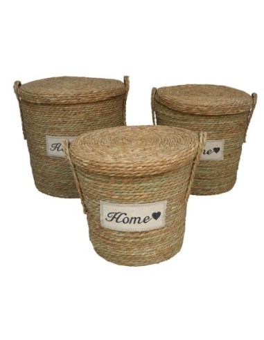 SET 3 PONGOTODOS C/ TAPA NATURA 45X45X46 CM