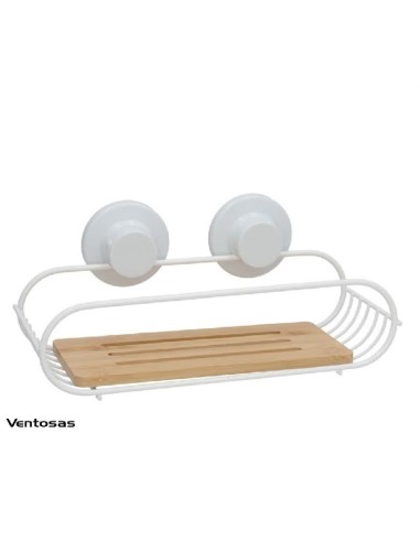 ESTANTE C/2 VENTOSAS BAÑO JAVEA 28X11X7CM BLANCO