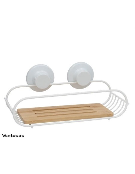 ESTANTE C/2 VENTOSAS BAÑO JAVEA 28X11X7CM BLANCO