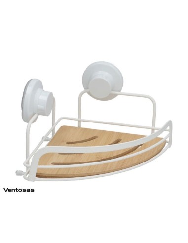 RINCONERA C/2 VENTOSAS BAÑO JAVEA 20X20X6CM BLANCO