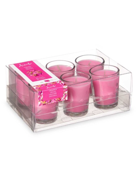 SET 6 VELAS VASO VIDRIO ORQUIDEA