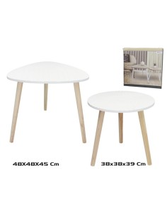 SET 2 MESAS AUXILIARES MADERA+MDF DARREN 48X48X45C