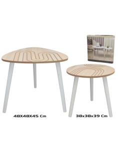 SET 2 MESAS AUXILIARES MADERA+MDF DARREN 48X48X45C