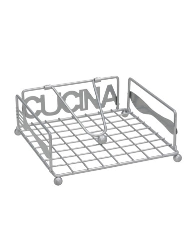 SERVILLETERO METAL CUCINA 18X18X7CM PLATA
