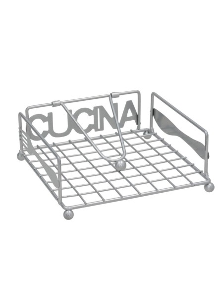 SERVILLETERO METAL CUCINA 18X18X7CM PLATA