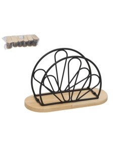 SERVILLETERO METAL+MADERA JEREZ 15X7.5X9.5CM NEGRO