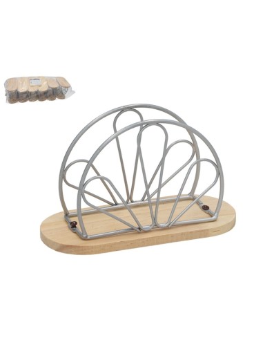 SERVILLETERO METAL+MADERA JEREZ 15X7.5X9.5CM METAL