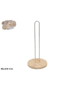 PORTAROLLOS MADERA+METAL LOLA 15X33CM PLATA