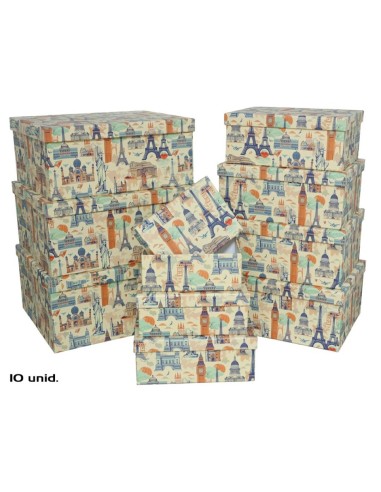 SET 10 CAJAS WORLD TOUR 37,5X29X16 CM