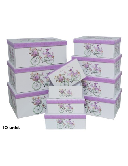 SET 10 CAJAS FLOWER BIKE 37,5X29X16 CM