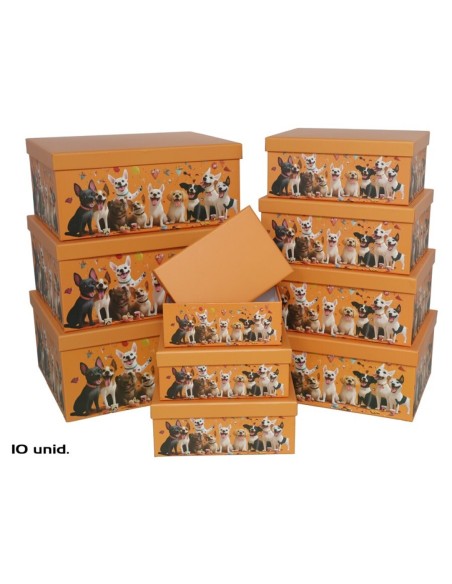 SET 10 CAJAS PERROS 37,5X29X16 CM