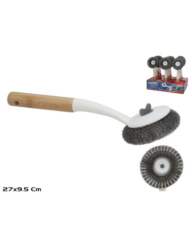 CEPILLO LAVAOLLAS C/MANGO BAMBU ZION 27X9.5X4CM