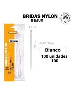 BRIDAS  BLANCO  3.6*200 100pc