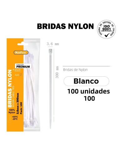 BRIDAS  BLANCO  3.6*300 100pc