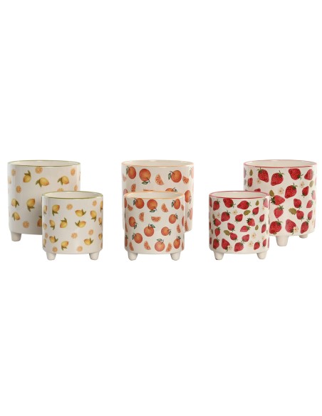 MACETERO SET 2 CERAMICA 13,5X13,5X15 FRUTAS 3 SURT