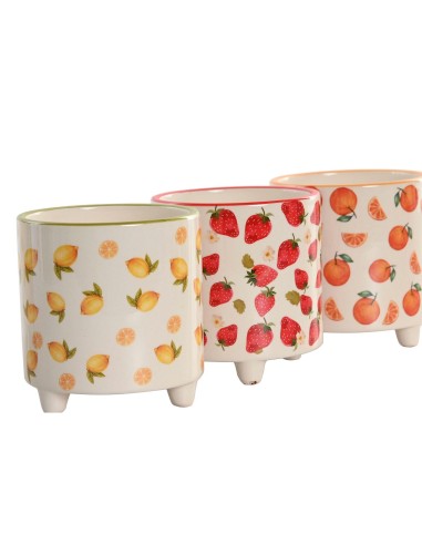 MACETERO SET 2 CERAMICA 13,5X13,5X15 FRUTAS 3 SURT