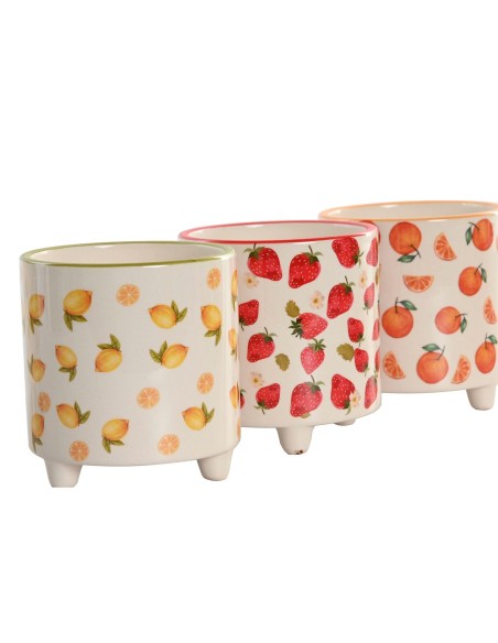 MACETERO SET 2 CERAMICA 13,5X13,5X15 FRUTAS 3 SURT