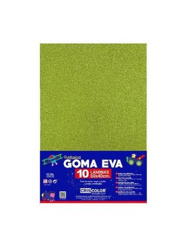 GOMA EVA VERDE PISTACHO PURPURINA 40x60CM  10UDS.