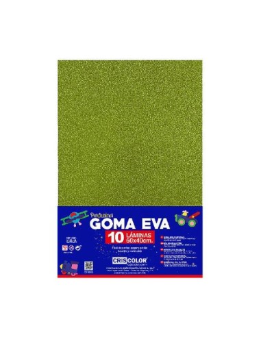 GOMA EVA PURPURINA 40X60 VERDE CLARO 10UDS.