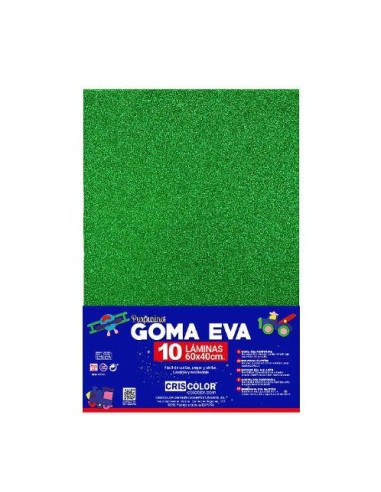GOMA EVA 40X60CM VERDE PURPURINA 10UDS