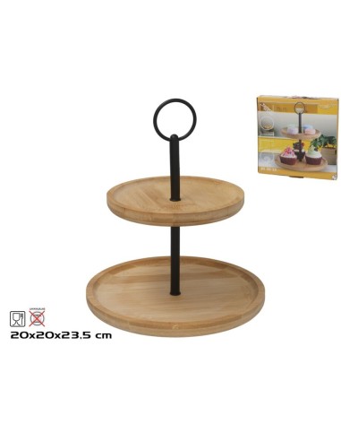 TARTERA 2 ALTURAS ZOILO BAMBU 20X20X23,5 CM