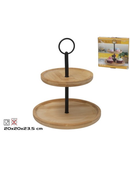 TARTERA 2 ALTURAS ZOILO BAMBU 20X20X23,5 CM