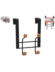 PERCHA PUERTA C/4 GANCHOS OLVERA 14X20X8CM NEGRO