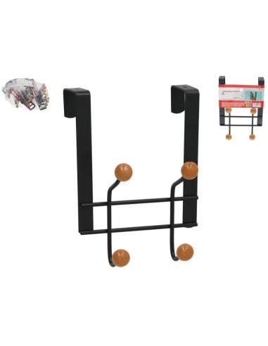 PERCHA PUERTA C/4 GANCHOS OLVERA 14X20X8CM NEGRO