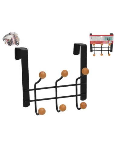 PERCHA PUERTA C/6 GANCHOS OLVERA 20.5X20X8CM NEGRO