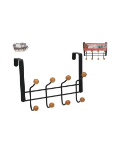 PERCHA PUERTA C/8 GANCHOS OLVERA 29X20X8CM NEGRO