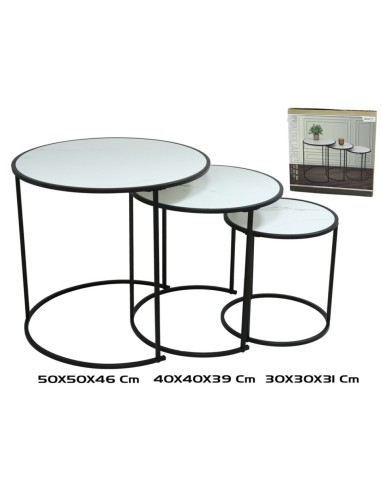 SET 3 MESAS AUXILIARES MDF+METAL SCOTT 50X50X45.5C