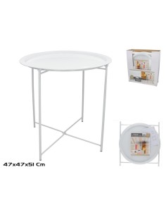 MESA AUXILIAR METAL JANET 47X47X51CM BLANCO