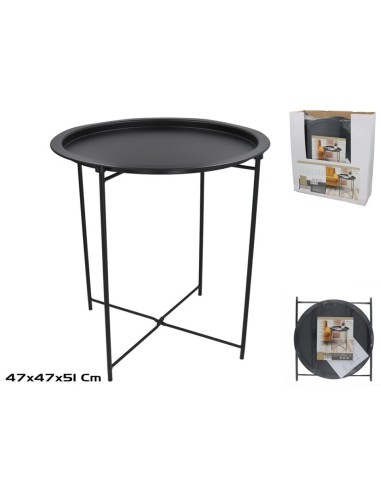 MESA AUXILIAR METAL JANET 47X47X51CM NEGRO