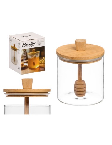 MIELERA BOROSILICATO MANGO TAPA BAMBU 500ML