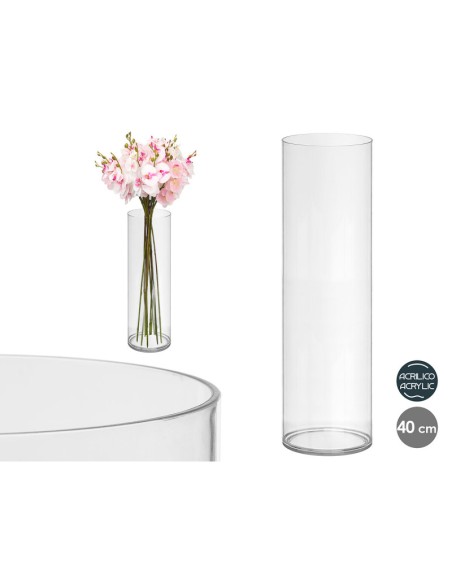JARRON CILINDRICO ACRILICO 12X40CM