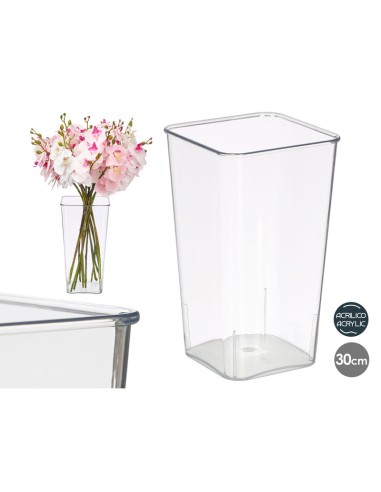 JARRON CUADRADO ACRILICO 30CM