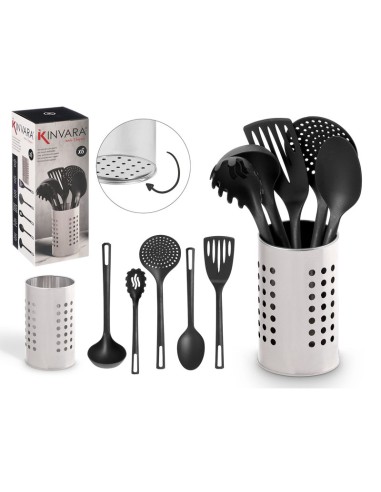 SET 5 UTENSILIOS SOPORTE ACERO
