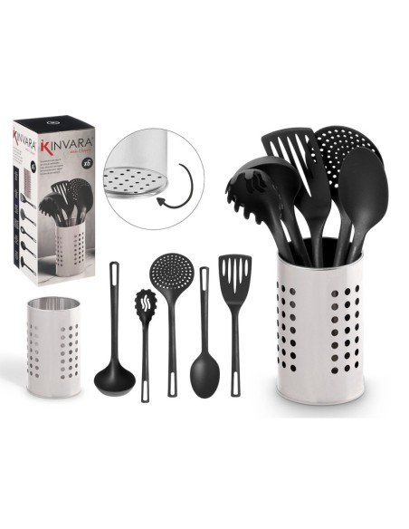 SET 5 UTENSILIOS SOPORTE ACERO