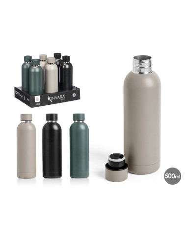 TERMO BASE ACERO 500ML SURTIDO 3 COLORES OSCUROS