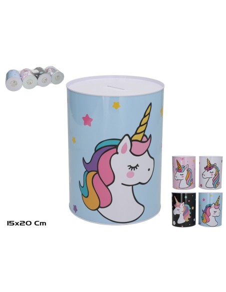 HUCHA METAL SLEEPY UNICORN 15X20 4 SURT